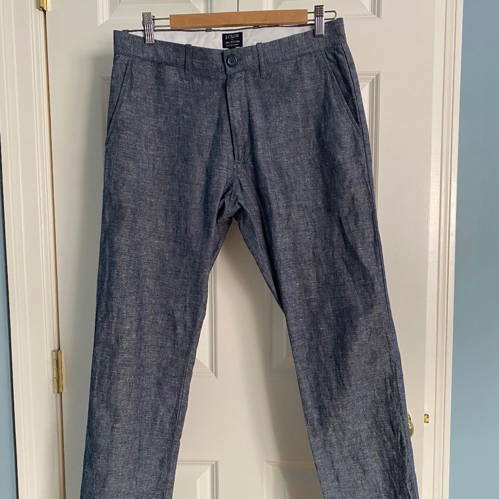 J.Crew The Sutton blue chambray/linen-like pant